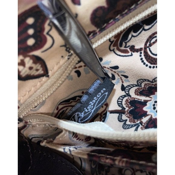 BRIGHTON Croc Embossed Brown Pebbled Leather Silver Accented Shoulder Hand Bag - Picture 11 of 13